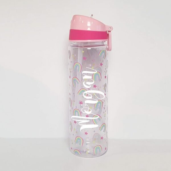 Personalised Water Bottle With Straw - Rainbow - BPA free - Image 1