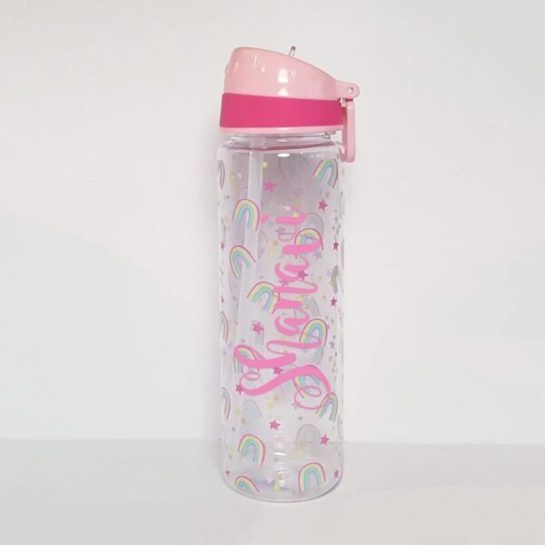 Personalised Water Bottle With Straw - Rainbow - BPA free - Image 2