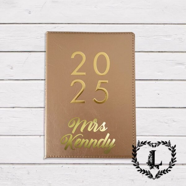 Personalised 2025 Diary Teacher gifts, Student, Secret Santa - Gold - Image 3