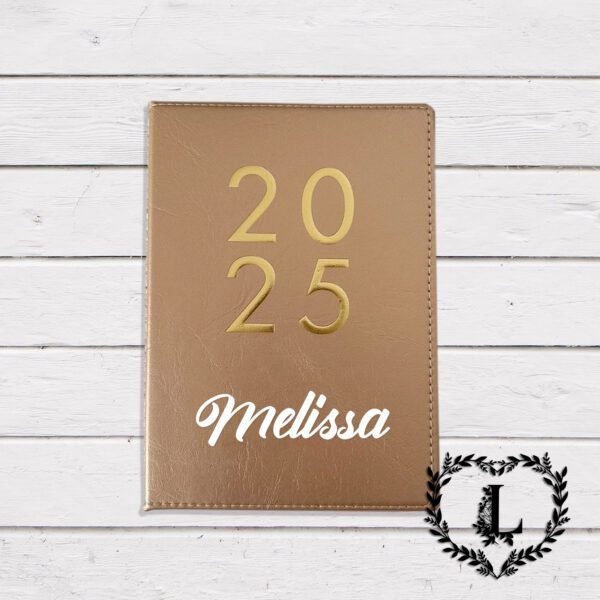 Personalised 2025 Diary Teacher gifts, Student, Secret Santa - Gold - Image 1