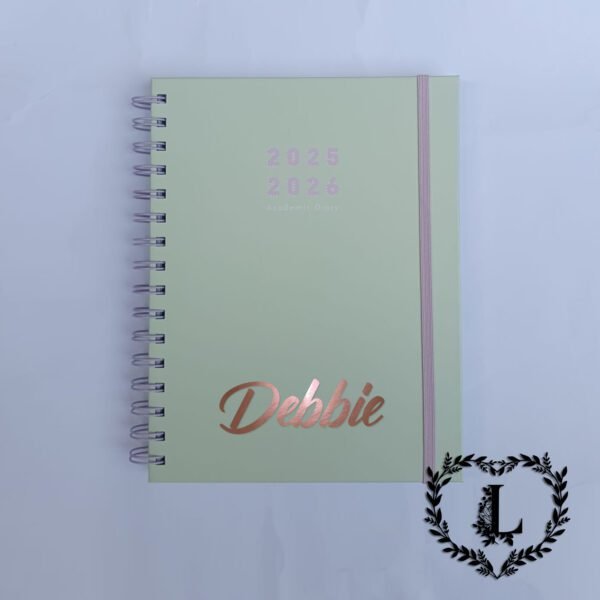 Personalised Academic Diary 2025/26 A5 Ladies Diary, Teacher gifts, Students Mint - Image 1