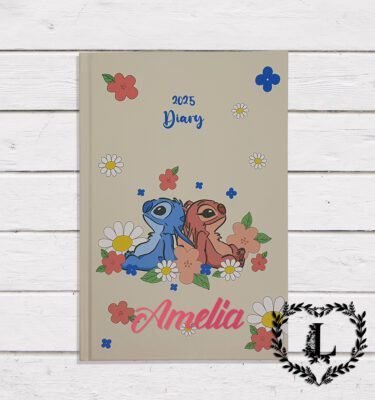 Personalised 2025 Stitch Diary A5 Disney Diary Planner, Hardback Page Per Day