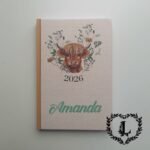 Personalised 2026 Highland Cow Diary A5 Diary Planner, Hardback Page Per Day Highland Scotland - Image 2